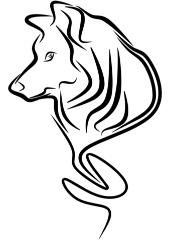 Wolf Tattoo Coloring Page